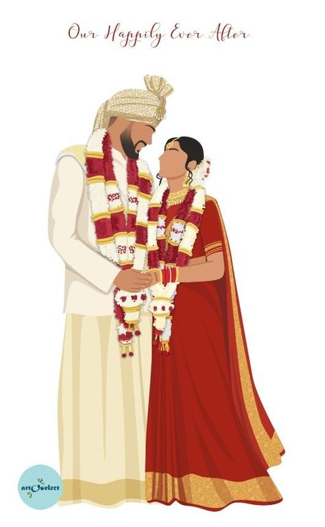 Telugu Wedding Couple Illustration, Indian Marriage Cartoon, South Indian Wedding Caricature, South Indian Wedding Illustration, South Indian Couple Illustration, Wedding Sketch Couple, Indian Wedding Drawing, South Indian Illustration, Wedding Drawing Couple