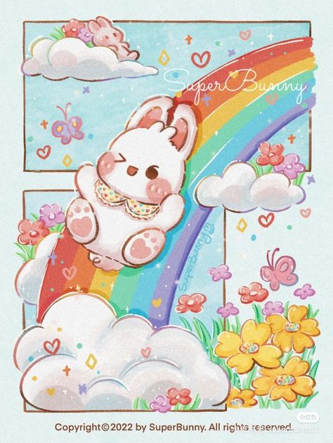 Rainbow Aesthetic Drawing, Kawaii Illustration Art, Cute Artwork, Whimsical Art Journal, Kawaii Illustration, Book Illustration Art, Graphic Design Fun, Cute Easy Drawings, Cute Animal Drawings