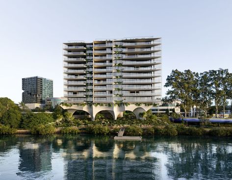 Inside QLD's Arc Residences with 50 metres of direct river frontage Vincent Callebaut, Sydney City, Cross River, Island Bench, Property Marketing, Landscape Ideas, Commercial Real Estate, Entertaining Area, Commercial Property