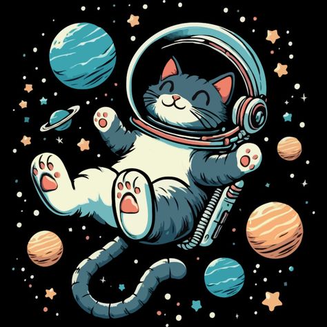 Space Cat is a Men's T-Shirt designed by katzura to illustrate your life and is available at Design By Humans Space Cat Illustration, Space Cat Drawing, Space Drawings, Space Dog, Artist Branding, Space Ships, Chic Spaces, Space Cat, Popular Artists