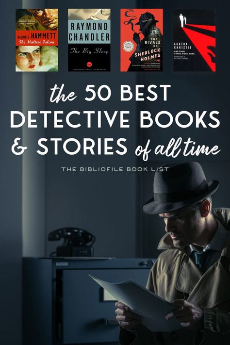 50 Best Detective Books of All Time - The Bibliofile #BookList #Books #BookstoRead #Detective #Fiction #Mystery #noir Noir Books, Best Detective Books, Detective Books Reading Lists, Intelligence Books, Detective Stories, Detective Books To Read, Best Detective Movies, Best Mystery Books, Genre Of Books