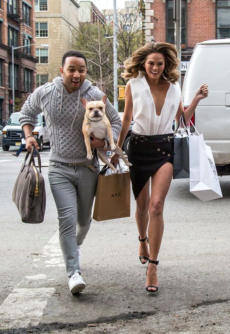 All of us, loves all of John Legend and Chrissy Teigen. That dog tho!. Chrissy Teigen, half Thai and half Norwegian. Christy Teigen, Chrissy Teigen Style, Chrissy Teigen John Legend, Celebrity Families, Stylish Couple, Famous Couples, Chrissy Teigen, John Legend, Fashion Couple