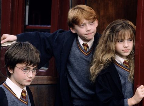 Daniel Radcliffe Will Read 'Harry Potter' To Your Kids At Home. Here's How. Hermione Granger Kids, Harry Potter Trio, Ron E Hermione, Ron Y Hermione, Harry Hermione Ron, Film Harry Potter, Robbie Coltrane, Harry Porter, Harry Potte