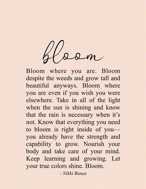 Poetry by Nikki Banas.  A reminder that everything is unfolding the way its supposed to.  Trust, stay open, love, and remember you are perfect.  xoxo New Beginning Quotes Fresh Start, Bloom Quotes, Deep Meaningful Quotes, Quotes Arabic, Soul Love Quotes, Self Healing Quotes, Robert Kiyosaki, Self Quotes, Tony Robbins