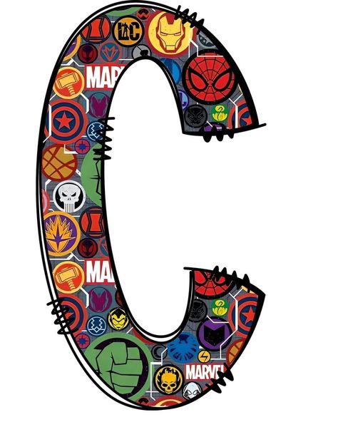 Super Hero Letters, Character Images, Letter C, Letter Art, All Fonts, Marvel Characters, Super Hero, Sublimation Designs, Lettering Alphabet