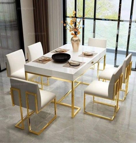 Iron Furniture Design, Luxury Dining Tables, Steel Dining Table, Dinning Room Design, Dining Room Table Decor, Metal Furniture Design, Luxury Dining Room, House Furniture Design, Iron Furniture