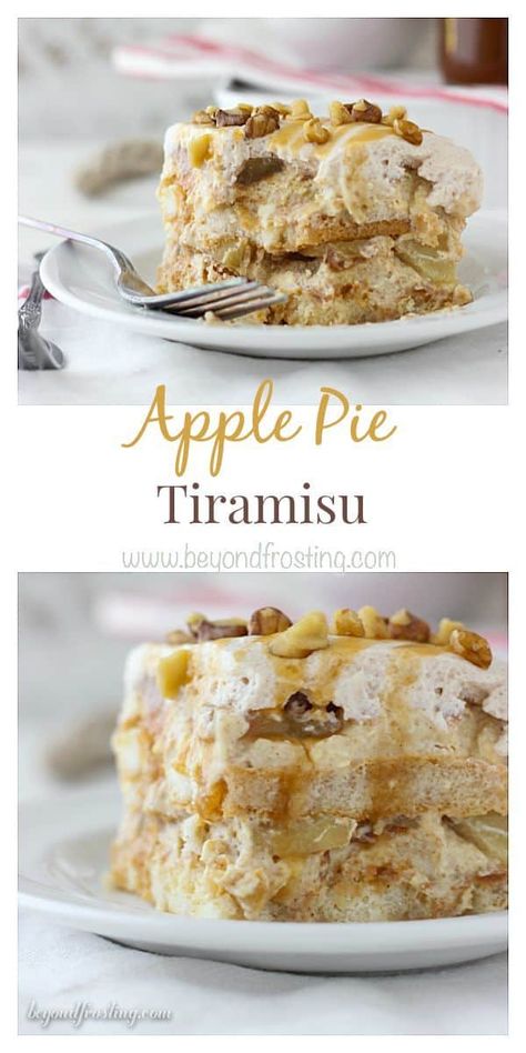 Apple Pie Tiramisu Beyond Frosting, Tiramisu Recept, Spiced Whipped Cream, Baked Apple Dessert, Tiramisu Dessert, Apple Pie Filling, Apple Pie Spice, Tiramisu Recipe, Marlene Dietrich