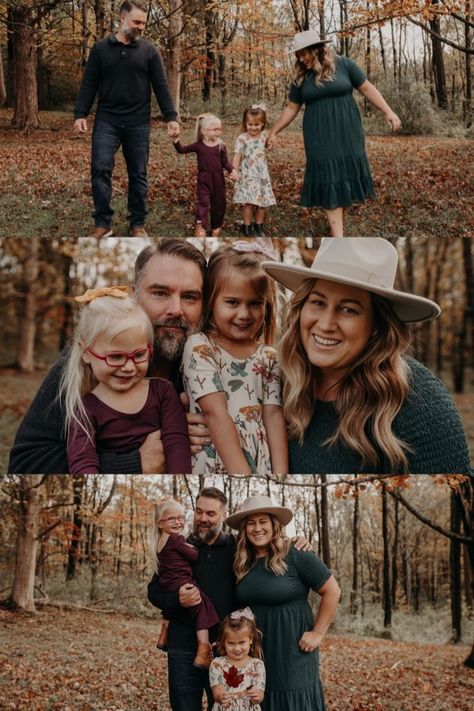 Family Pictures Outside, Family Outfit Inspiration, Fall Family Outfits, Mother Daughter Pictures, Family Photo Colors, Fall Family Session, Fall Photo Shoot Outfits, Fall Family Photo Outfits, Dark Green Dress