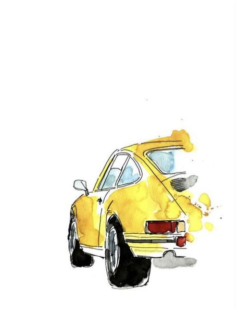 Porsche Wall Art, Yellow Porsche, Porsche Art, Automotive Artwork, Abstract Art Painting Diy, Art Painting Gallery, Art Prints Online, Watercolor Art Lessons, Car Drawings