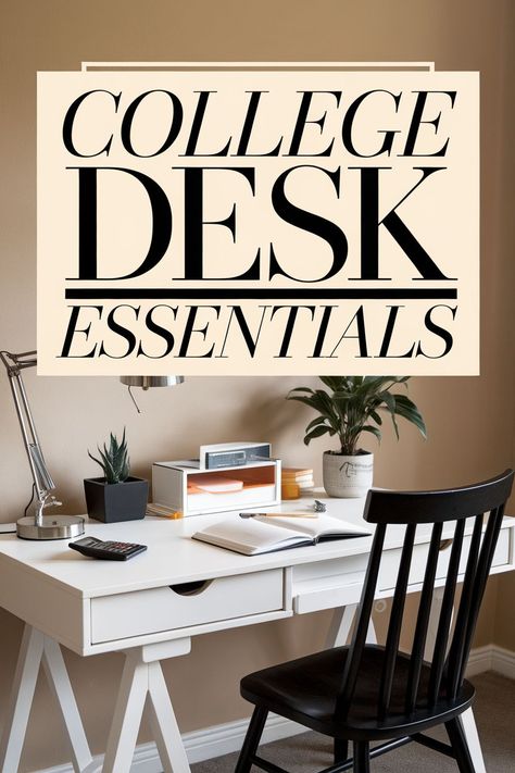 Must-Have College Supplies for Your Dorm Desk College Desk Essentials, Student Must Haves, Dorm Desk Organization, College Student Needs, College Desk, Dorm Desk, College Supplies, Sorority House, Desk Essentials