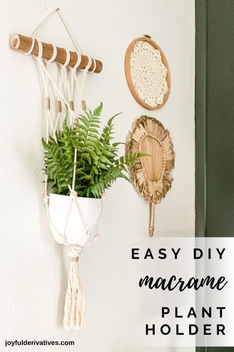 Easy DIY macrame plant holder // Learn how to make this simple DIY macrame wall hanging plant holder! You can bring a fun bohemian flare to any room in the house with this quick and easy step by step tutorial, PLUS, it's perfect for beginners! #DIYmacrame #DIYplantholder #macrameplantholder Flat Macrame Plant Hanger, Window Macrame Plant Hanger, Macrame Plant Basket, Wall Hanger Diy, Macrame Plant Hanger Wall, Easy Diy Macrame, Plant Hanger Wall, Macrame Crafts, Window Shelf