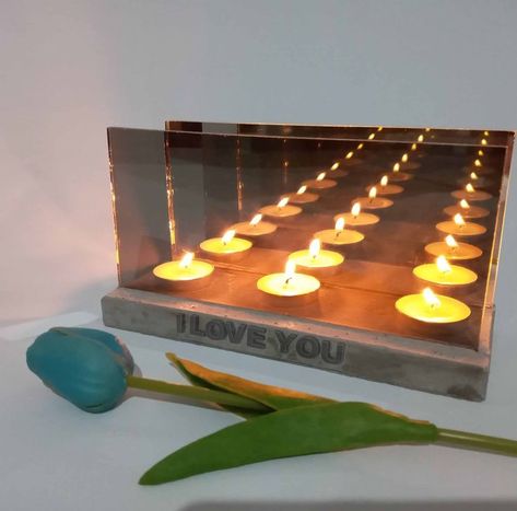 Mirror Candle Holder, Infinity Candle, Mirror Candle, Unique Romantic Gifts, Modern Living Room Design, Romantic Gifts For Him, Infinity Mirror, Romantic Gifts For Her, Wedding Table Decorations