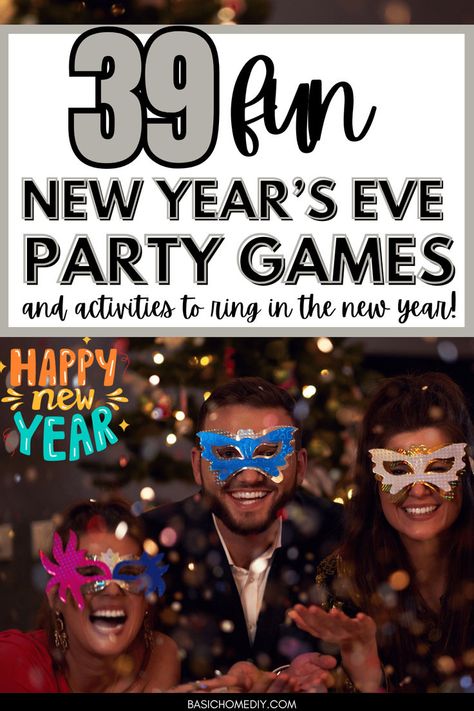 Find 39 unique New Year’s Eve party games and activities for an amazing event. Check out this list of home party game ideas to entertain adults, kids, teens, families, and company! From drinking games for adults to dinner party games, we've got minute-to-win-it challenges, murder mystery games, escape rooms, printable word searches, and interactive games like balloon pop, bingo, and karaoke. These easy NYE games are engaging activities for house parties, seniors, groups, and friends. Drinking Games For Adults, Activity For Seniors, Nye Games, Winter Party Games, Party Game Ideas, Dinner Party Games, Home Party Games, New Years Activities, Winter Parties