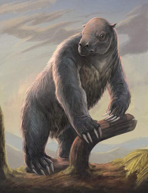 ArtStation - Megatherium, Guillermo Redondo Beast Reference, Giant Sloth, Ground Sloth, Prehistoric Wildlife, Amazing Animal Pictures, Ancient Animals, Prehistoric Art, Paleo Art, Wildlife Paintings