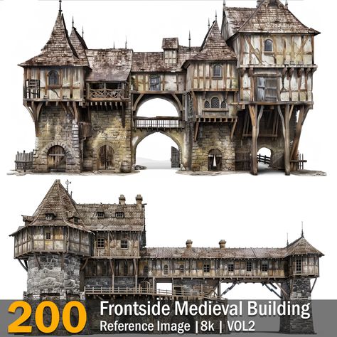 Enshrouded Build Ideas, Medieval Building Concept Art, Enshrouded Build, Medieval Concept Art, Half Timbered House, Medieval Jacket, Tiny Glade, Medieval Bridge, Dark Medieval