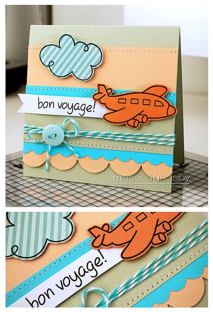 Lawn Fawn - Bon Voyage - card by mariana grigsby using lawn fawn Birthday Card Travel Theme, Bon Voyage Diy Cards, Aeroplane Cards Birthday, New Adventure Card, First Airplane Ride Scrapbook Page, Bon Voyage Cards, Goodbye Cards, Farewell Cards, Travel Cards