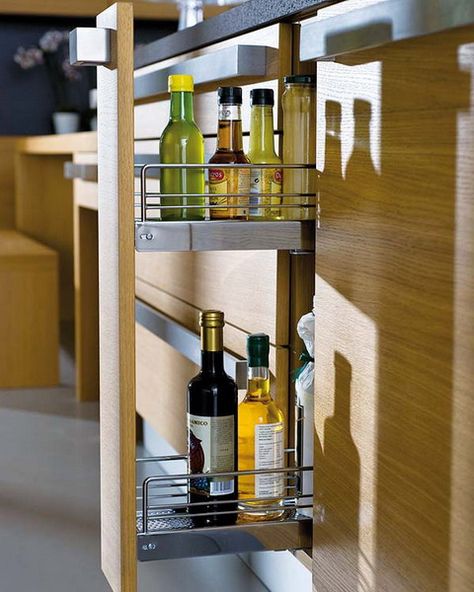 Pull Out Bottle Drawers Pull Out Kitchen Cabinet, Slim Storage Cabinet, Narrow Storage Cabinet, Kitchen Drawing, Drawers And Shelves, Narrow Kitchen, Kitchen Organisation, Kitchen Pulls, Kitchen Spices