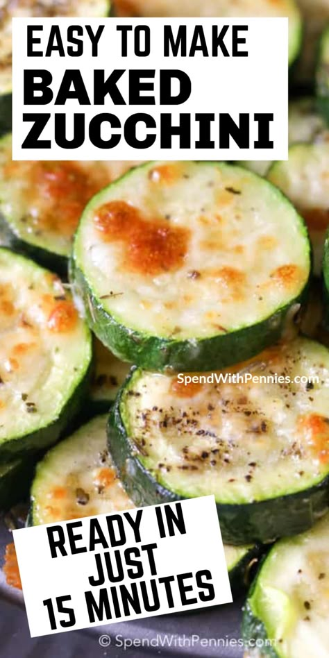 Baked zucchini is the perfect side dish for just about any meal! Garden fresh zucchini is tossed with olive oil and herbs and topped with a pinch of parmesan cheese.  These baked zucchini rounds come out perfectly tender crisp with a golden parmesan cheese topping.  We serve baked zucchini with steaks, burgers, chicken… or even to snack on on their own! Zucchini Rounds, Zucchini Recipes Baked, Zucchini Parmesan, Baked Zucchini, Bake Zucchini, Zucchini Slice, Veggie Side Dishes, Steak Dinner, Great Appetizers