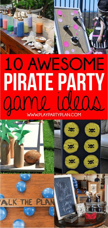 Awesome pirate party games including ones you can setup yourself, free printable ones, and more! Love all of these cute party ideas! Pirate Games For Kids, Pirate Food, Pirate Party Games, Kids Pirate Party, Pirate Party Decorations, Pirate Themed Birthday Party, Party Games For Kids, Pirate Activities, Pirate Themed Birthday