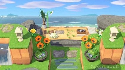 ACNH Designs & Layouts 🏝 on Instagram: “Looking for inspiration to design your beach when Shady Redd docks? Check this #crossingcreations design by @moon_acnh!” Ac Decoration, Acnl Clothes, Urban Island, Cozy Games, Animals Crossing, Animal Crossing Guide, Acnh Design, Acnh Designs, Animal Crossing Qr Codes Clothes