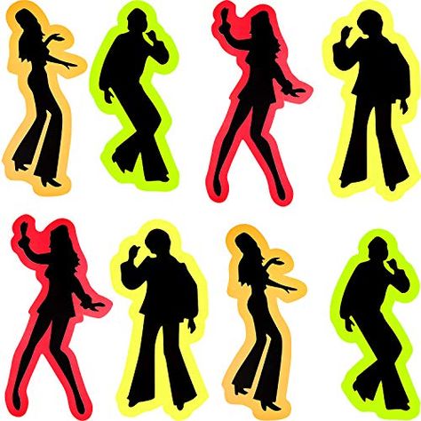 Disco Silhouette, Dancing Through The Decades, Vintage Party Theme, Grease Party, Artistic Portrait Photography, Retro Cake, 80s Party Decorations, 70s Disco Party, Dance Silhouette