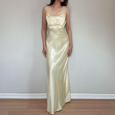 I might be biased but you should probably buy this on Depop 👍 https://depop.app.link/h5HDU7MWdxb Bridal Nightwear, Future Wardrobe, Yellow Satin, Night Night, Nightgowns For Women, Satin Gown, Pastel Yellow, Rich Girl, Barbie Dress