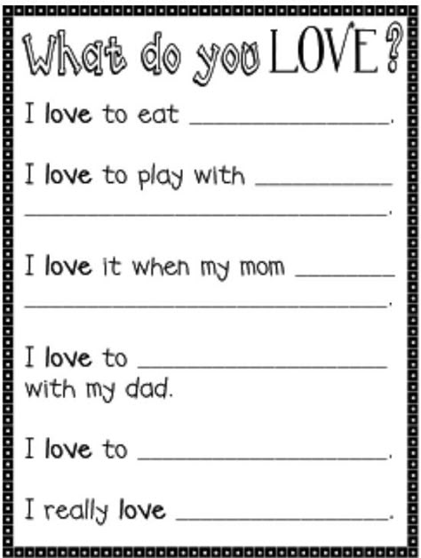 What do you love writing prompt Kindergarten February, February Classroom, Kindergarten Valentines, February Ideas, February Valentines, Preschool Valentines, Valentine Activities, Valentine Theme, Valentines Day Activities