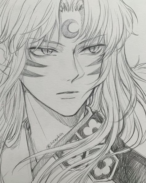 Sesshomaru Fanart, Headshot Sketch, Demon Drawing, Drafting Drawing, Inuyasha Fan Art, Anime Lineart, Naruto Sketch, Anime Drawings Tutorials, Anime Character Drawing