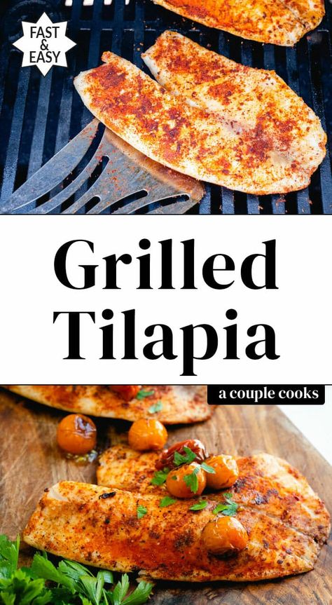 This grilled tilapia is perfectly seasoned and easy to make! You'll be amazed by the amount of flavor: and you can use the method for white fish. #grilled #tilapia #grilledtilapia #grilledfish #easygrilledfish #easy #healthy #seafood #recipe Bbq Tilapia Recipes, Talipia Recipes Smoked, Seasoning For Grilled Fish, Tilapia Seasoning Easy, How To Cook Fish On The Grill, Grilled Talapia Ideas, Best Grilled Fish Recipes, How To Season Tilapia Fish, Grilled Tilapia Recipes Foil