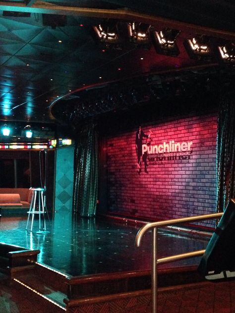 Punchliner comedy club Carnival Triumph Comedy Bar, Creative Studio Space, Outdoor Restaurant Design, Commercial And Office Architecture, Mexico Cruise, American Bars, Western Caribbean, Comedy Club, Bar Interior