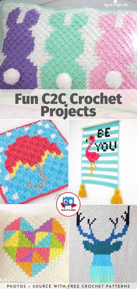 Fun C2C Crochet Projects Free Patterns Free C2c Blanket Patterns, C2c Crochet Ideas, C2c Crochet Projects, C2c Pillow Crochet Free Pattern, Free C2c Graphs, Free Graphgan Patterns, Free C2c Patterns, C2c Squares Patterns, Graphgans Patterns Free