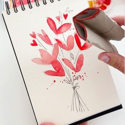 Anna Koliadych (@dearannart) • Instagram photos and videos Painting With Sewing, Watercolor Scrapbook Ideas, Cute Watercolor Painting Ideas, Easy Watercolor Postcards, Easy Watercolor Bookmark Ideas, Watercolour Cards Ideas, Watercolor Doodles Easy, Simple Watercolor Art, Watercolor Art Easy