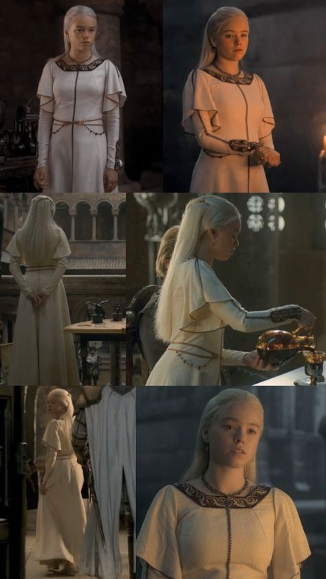 Rhaenyra Targaryen White Dress, Rhaenyra White Dress, House Of The Dragon Rhaenyra Dress, Rhaenyra Targaryen Fashion, Rhaenyra Outfit, Rhaenyra Targaryen Outfit, Rhaenyra Targaryen Hair, Rhaenyra Dress, Rhaenyra Targaryen Dress