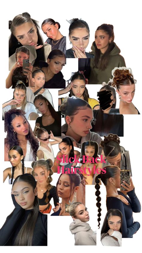 Y2k Slick Back Hairstyles, Slick Back Sports Hairstyles, Slick Back Ideas, Slicked Hairstyles, Slicked Back Hairstyles, Hairstyle Examples, Cute Hairstyles For School, Quick Hair, Cute Curly Hairstyles