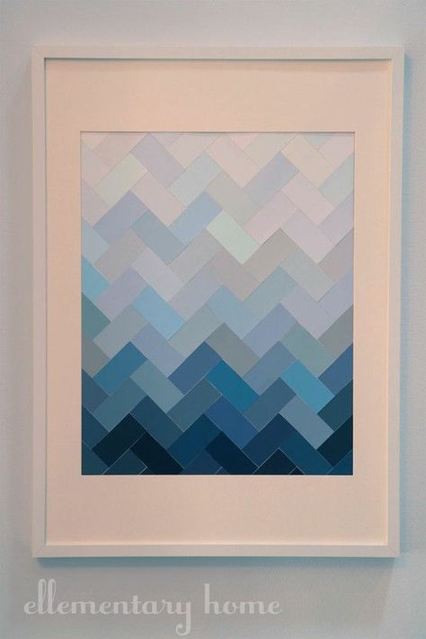 DIY - wall art..  Chevron pattern from paint chips! Paint Chip Crafts, Cuadros Diy, Paint Chip Art, Chip Art, Paint Chip, Diy Artwork, Paint Swatches, Paint Samples, Paint Chips