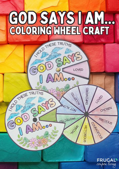 Purchase God Says I Am Coloring Wheel Affirmation Scripture, My Identity In Christ, Christian Kids Crafts, Verses For Kids, Christian Activities, Bible Activities For Kids, Bible Verses For Kids, My Identity, Biblical Truths