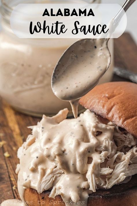 Alabama White Bbq Sauce, Alabama White Sauce, White Bbq Sauce, Spicy Brown Mustard, Bbq Sauce Recipe, Brown Mustard, Party Food And Drinks, Trending Recipes, White Sauce