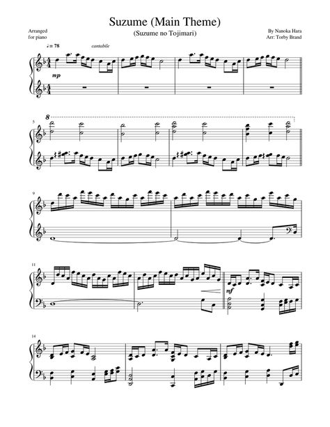 Suzume - Full Main Theme (Suzume no Tojimari) Sheet music for Piano (Solo) | Musescore.com Violin Sheet Music Popular Songs Easy, Beginner Violin Sheet Music, Recorder Notes, Easy Violin Sheet Music, Sheet Music With Letters, Violin Practice, Trumpet Sheet Music, Song Notes, Saxophone Sheet Music