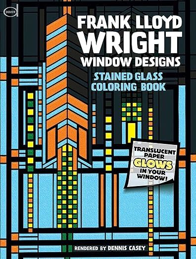 Frank Lloyd Wright Window Designs Stained Glass Coloring Book (Dover Design Coloring Books): Dennis Casey: 9780486295169: Amazon.com: Books Frank Lloyd Wright Stained Glass Pattern, Stained Glass Window Designs, Frank Lloyd Wright Art, Furniture Textiles, Frank Lloyd Wright Stained Glass, Colored Drawings, Robie House, Frank Lloyd Wright Design, House Lake