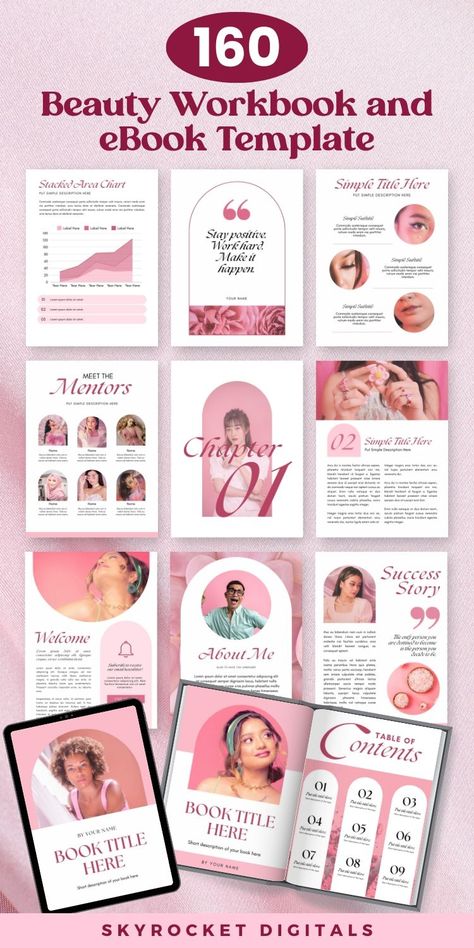 Editable beauty workbook and ebook template design. Perfect for creating your own beauty guides, workbooks, and ebooks. #beauty #ebook #template . #Coaching_Workbook #Ebook_Template_Design #Create_Aesthetic #Canva_Ebook Best Canva Templates, Ebook Design Layout, Coaching Workbook, Free Business Logo, Ebook Template Design, Lead Magnet Template, Create Aesthetic, Business Ebook, Business Model Canvas