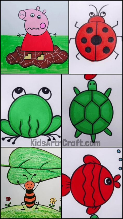 Easy & Creative Drawing For Kids Check more at https://www.kidsartncraft.com/easy-creative-drawing-for-kids/ Portrait Practice, Baby Animal Drawings, Kid Art, Drawings Simple, Art Drawings For Kids, Coloring Book Art, Creative Drawing, Kindergarten Worksheets, Art Drawings Simple