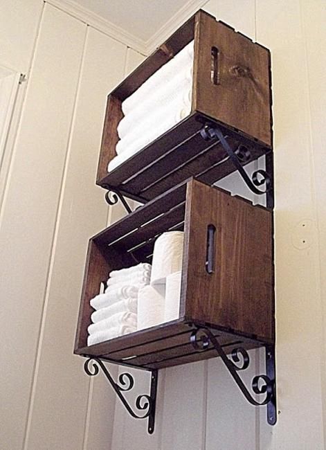 25 Recycling Ideas Turning Clutter into Creative Wall Decorations Diy Rustic Home, Diy Bathroom Storage, Diy Rustic Decor, Decor Baie, House Decor Rustic, Creative Wall, Home Organization Hacks, Rustic Bathroom, Bathroom Shelves