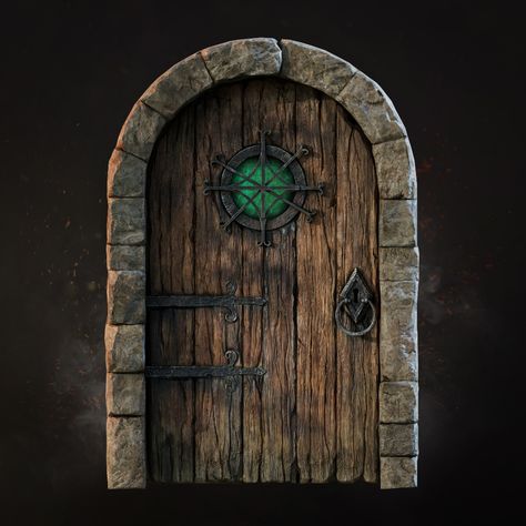 ArtStation - Wizard's Door, Sarvesh Shashank Medieval Door, Rustic Doors, Medieval Fashion, Miniature Crafts, Paper Models, Bottle Opener Wall, Dungeons And Dragons, Miniatures