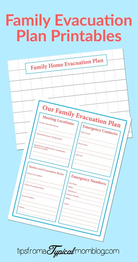 Family Emergency Evacuation Printables + Free Preparedness Printable Bundle - Tips from a Typical Mom Emergency Evacuation Plan, Family Emergency Plan, Emergency Binder, Emergency Prepardness, Evacuation Plan, Emergency Preparedness Kit, Emergency Evacuation, Family Emergency, Emergency Preparation