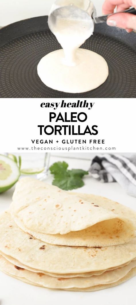 Almond Flour Tortilla Recipe, Gluten Free Tortillas Recipe, Conscious Plant Kitchen, Paleo Tortillas, Vegan Tortilla, Healthy Tortilla, Tortillas Recipe, Gluten Free Sandwiches, Gluten Free Wraps