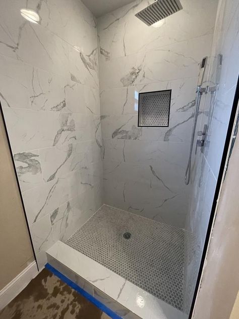 Lowes Tile, Marble Shower Tile, Garage Floor Tiles, New Bathroom Ideas, Polished Porcelain Tiles, Tile Covers, Porcelain Wall Tile, Marble Look Tile, Accent Tile