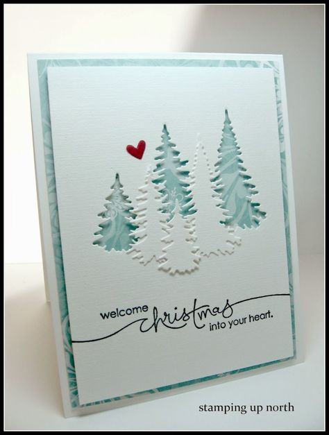 Diy Christmas Cards Easy, Cricut Christmas Cards, Creative Christmas Cards, Handmade Christmas Card, Homemade Christmas Cards, Stampin Up Christmas Cards, Christmas Tree Cards, Cricut Cards, Tree Cards