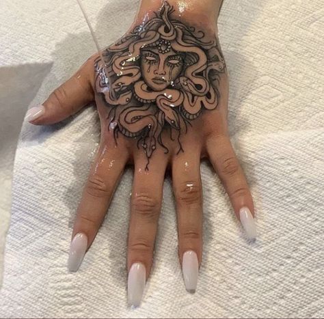 Scorpio Hand Tattoo, Tattoo Therapy, Medusa Tattoo Design, Cherry Tattoos, Throat Tattoo, Hand Tattoos For Girls, Scorpio Tattoo, Cute Hand Tattoos, Pretty Hand Tattoos