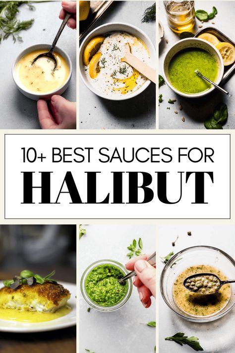 Looking to enhance your halibut dish? Try these 10+ delicious sauces! From classic lemon butter, to zesty chimichurri, and more! These are the BEST sauces for halibut. Halibut Sauce Recipes, Sauce For Halibut, Parmesan Crusted Halibut Recipe, Poached Halibut, Mango Habanero Sauce, Seafood Sauce Recipe, Best Sauces, Delicious Sauces, Halibut Recipes