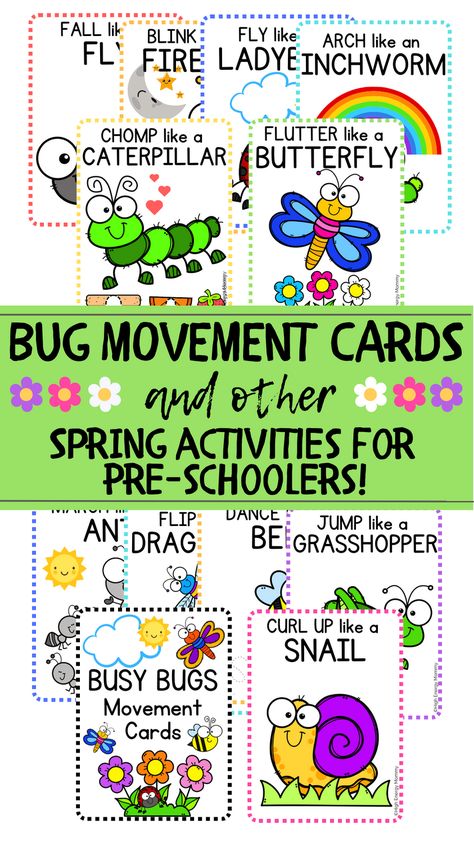 Preschool Spring Theme Activities, Preschool Spring Theme, Spring Theme Preschool Activities, Spring Theme Activities, Preschool Insects Activities, Spring Music Activities, Spring Learning Activities, Movement Preschool, Spring Theme Preschool